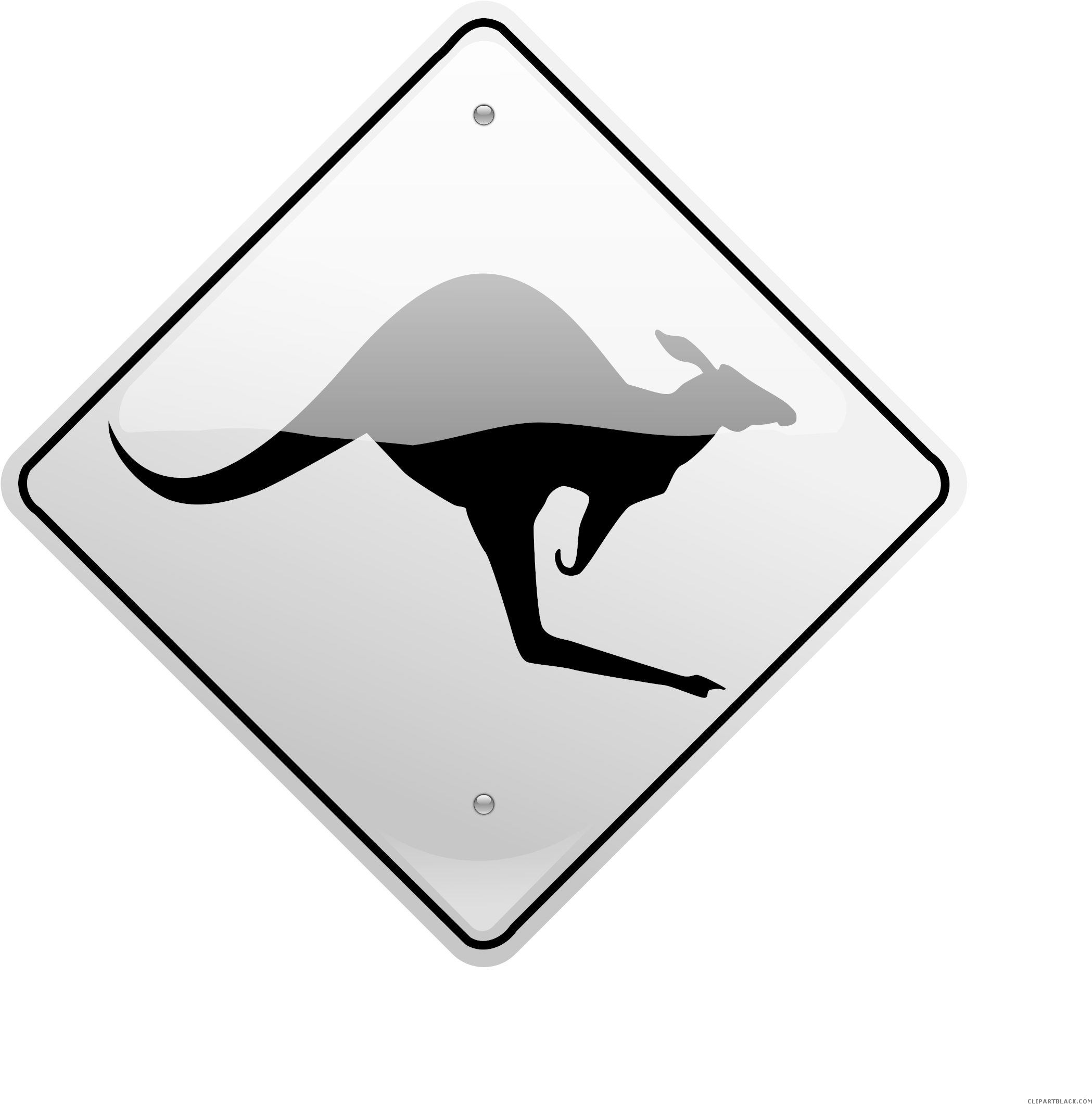 Kangaroo Road Sign Animal Free Black White Clipart - Kangaroo Sign (2400x2400)