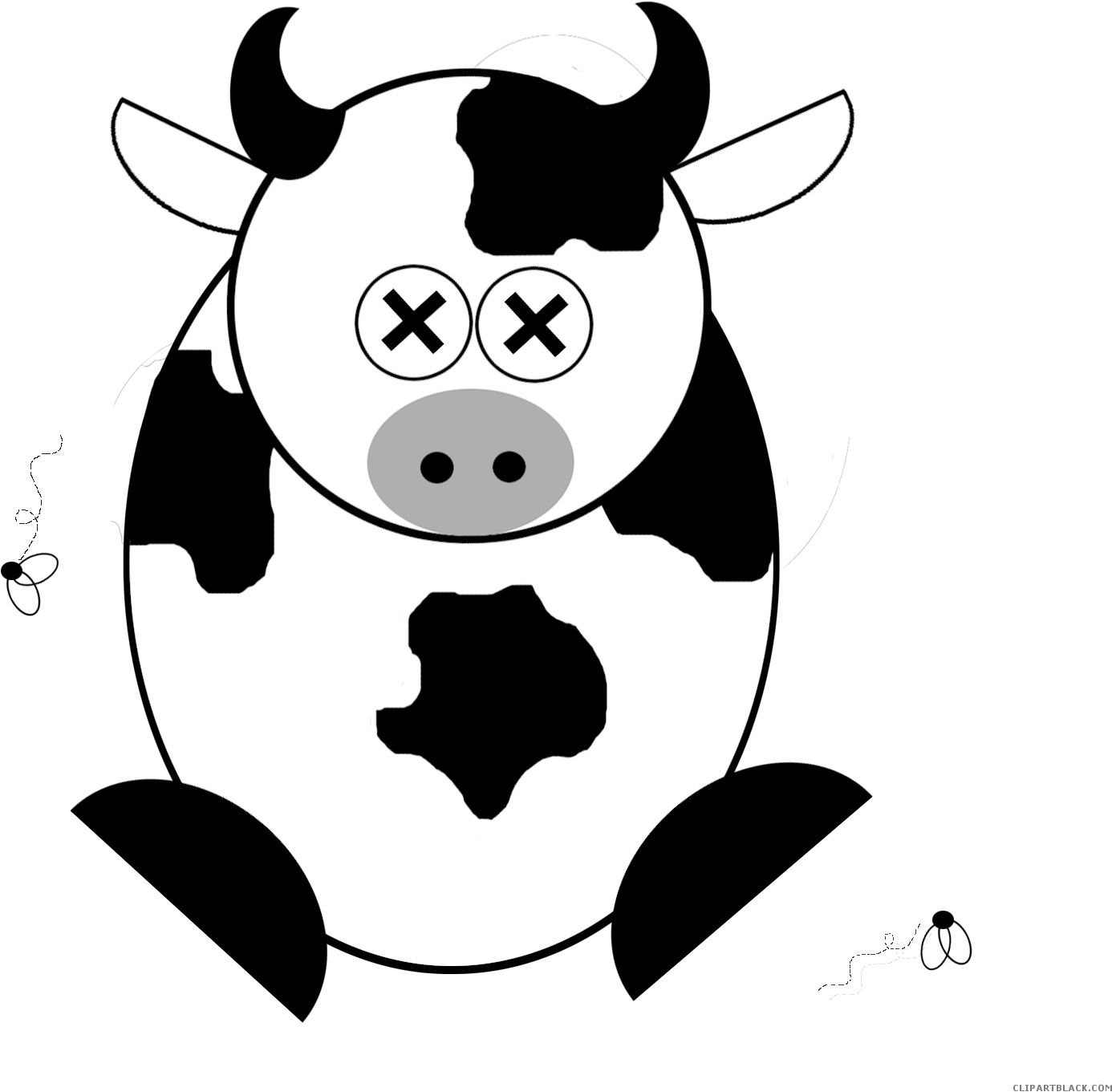 Cartoon Cow Animal Free Black White Clipart Images - Cartoon Dead Cow (1500x1500)