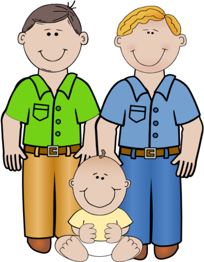 Homosexuality Clipart Family Two Dads - Same Sex Family Cartoon (420x511)
