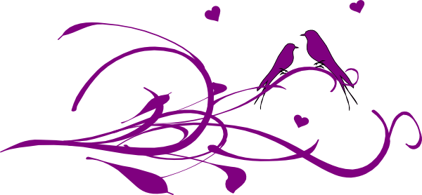 Love Birds On A Branch Svg Clip Arts 600 X 278 Px - Flowers And Birds Heart Wall Art Sticker Decal, Black, (600x278)