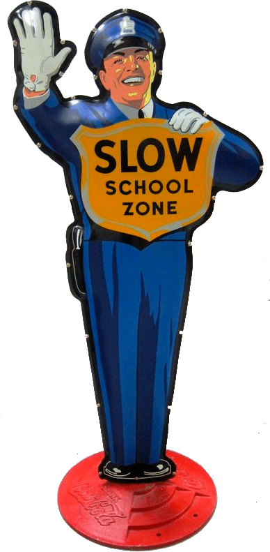 Coke Policeman Statue - Laser Cut Out Metal Sign Slow School Zone 19"x36" Crossing (388x791)