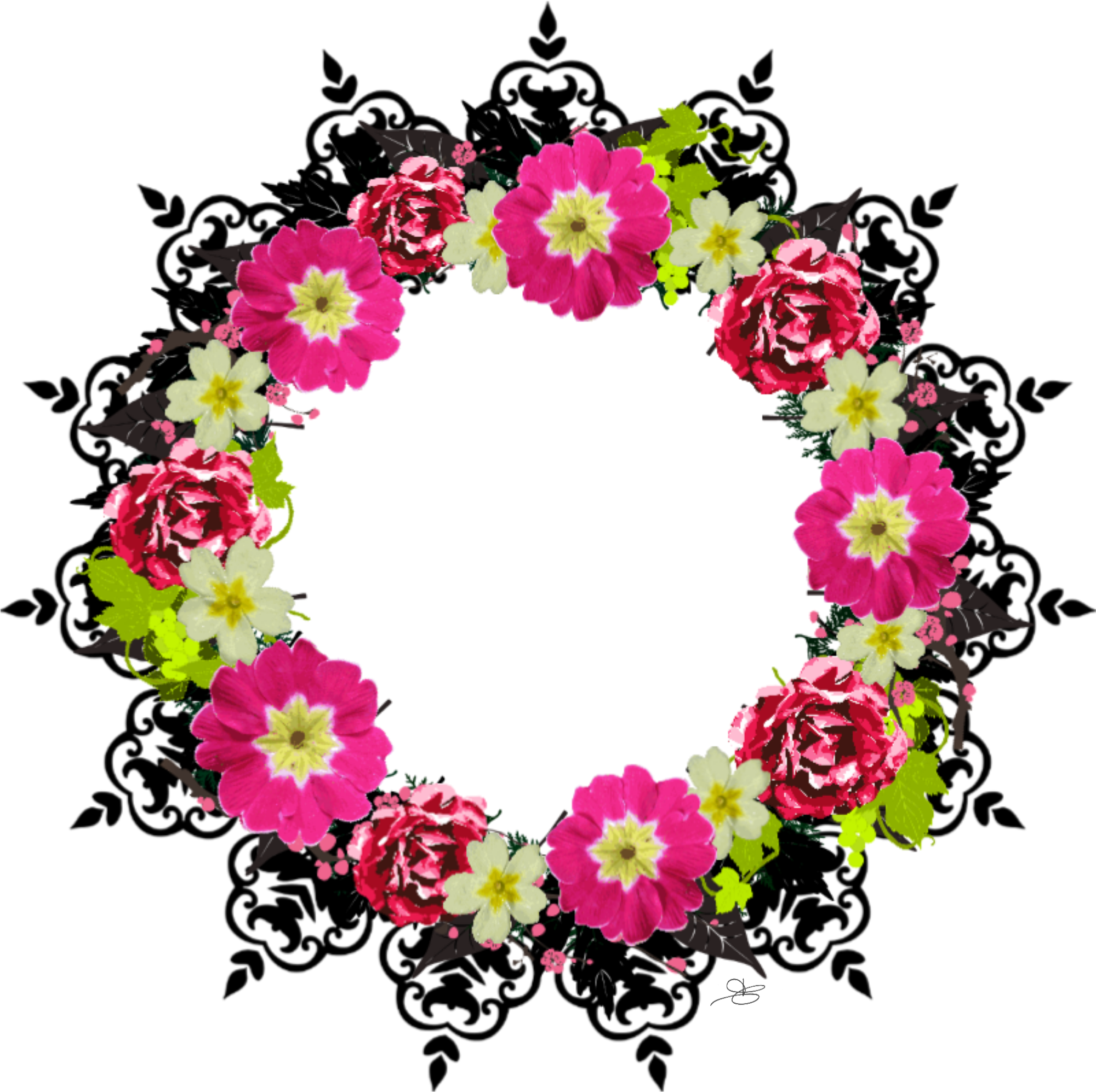 "pink Grape" Wreath Collection - Heller Rosa Gelber Blumen-popkunst-entwurfsgarten Grußkarte (2000x2000)