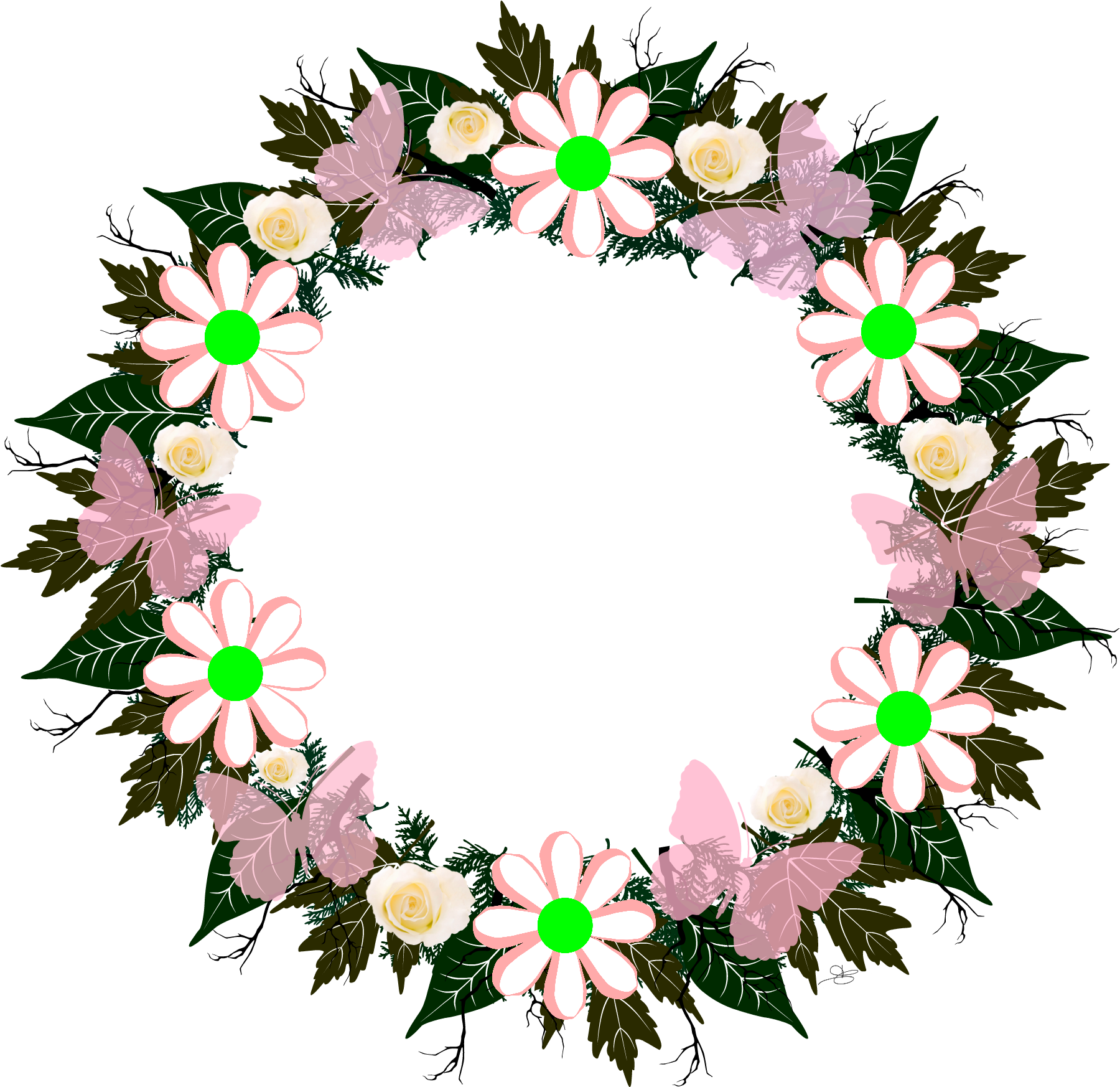 "butterflow" Wreath Collection - Wreath-rosa Schmetterlings- Karte (2000x2000)