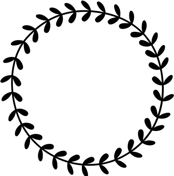 Leafy Wreath Rubber Stamp - Monogram Border (600x600)