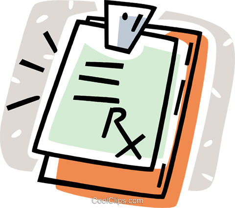 Clipboard With A Doctor's Prescription Royalty Free - Doctor's Prescription Clipart (480x425)