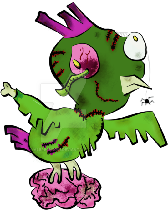 Zombie Chicken Green By Albrecht995 - Cartoon (956x835)