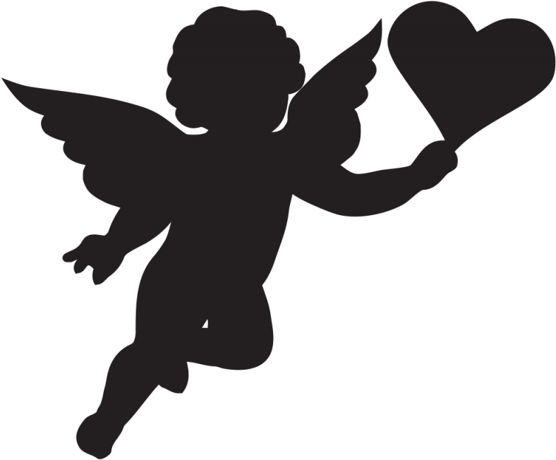 Cherub Cupid Silhouette Clip Art - Angel Silhouette (800x800)