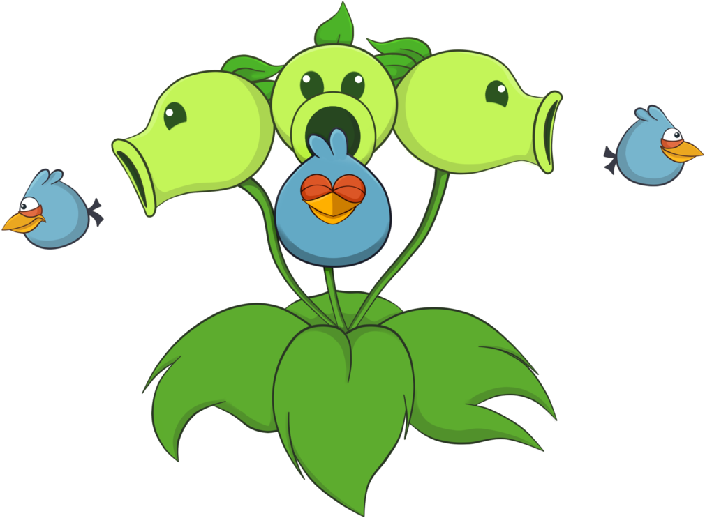 Blue Birds Belong To R Threepeater Belong To Popcap - Angry Birds X Plants Vs Zombies (1024x761)