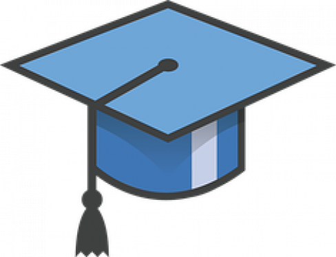 Preparing For The Transition From High School To College - Blue Grad Hat Clipart (488x374)