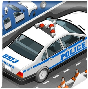Isometric Police Car In Rear View Wall Mural • Pixers® - Police Car (400x400)