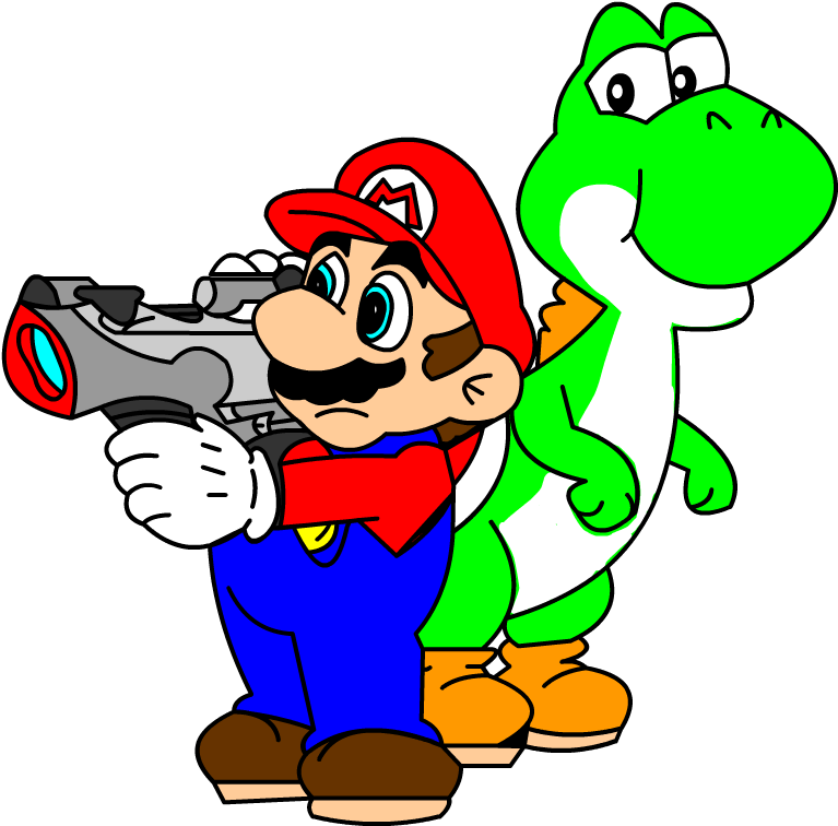 Mario And Yoshi In Yoshi's Safari Artwork By Derekautistafmf5988 - Yoshi's Safari Gun (812x791)