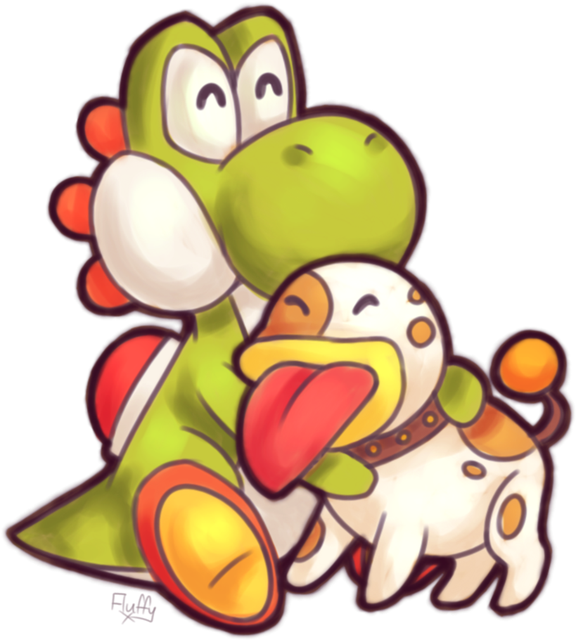 Yoshi And Poochy By Fluffyfluffx - Yoshi (856x934)