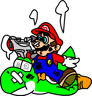 Exhausted Mario And Yoshi In Yoshi's Safari Artwor - Yoshi's Safari (366x378)