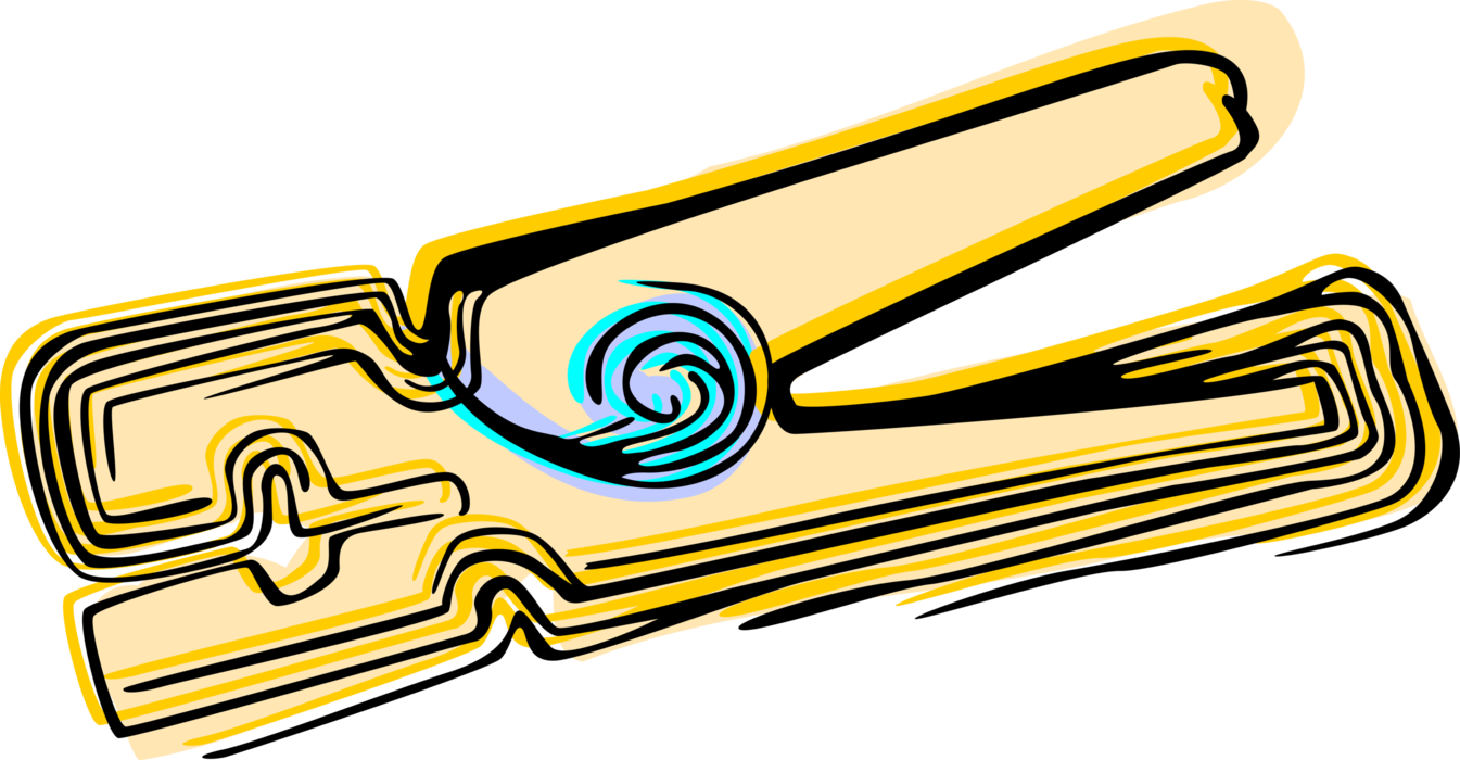 Vector Illustration Of Clothespin Or Clothes-peg Fastener - Vector Illustration Of Clothespin Or Clothes-peg Fastener (1345x700)