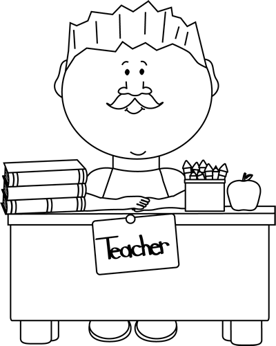 Black And White Male Teacher - Male Teacher Clipart Black And White (400x500)