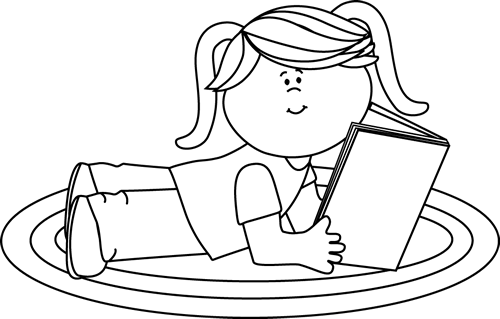 Black And White Girl Reading Clip Art - Clip Art Girl Reading (500x319)