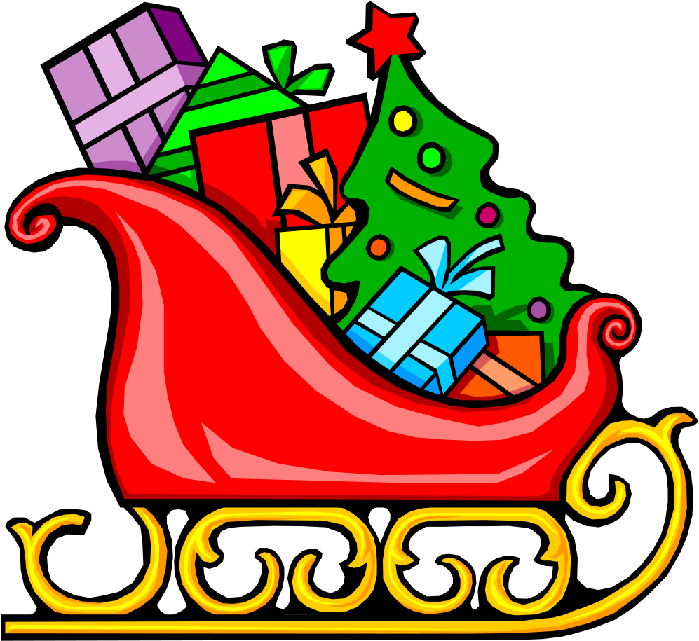 Clip Art Details - Santa's Sleigh With Presents (1000x925)