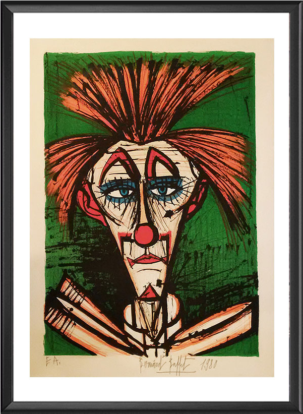 Clown Fond Vert - Painting (800x900)