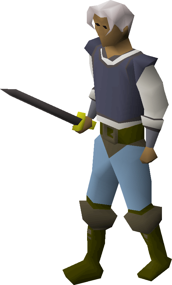 A Player Wielding An Iron Longsword - Runescape Steel Longsword (547x908)
