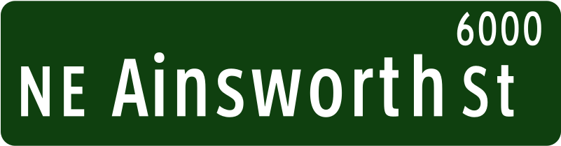 Portland Oregon Street Name Sign Ne Ainsworth Street - Portland (800x800)