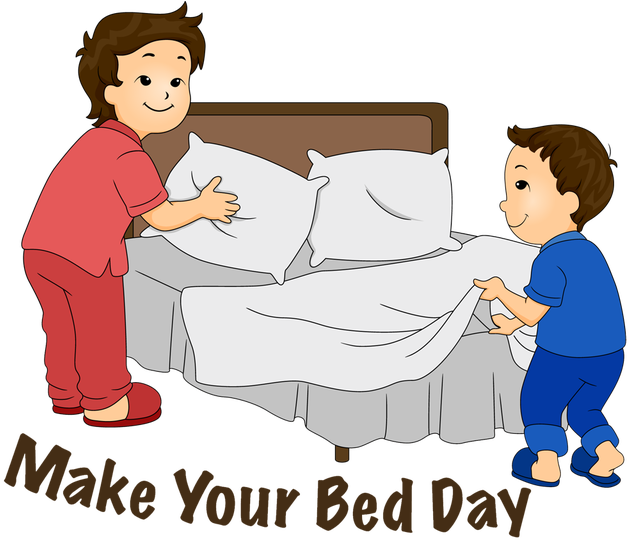 Child Making Bed Clip Art Download - Make Your Bed Day (640x545)
