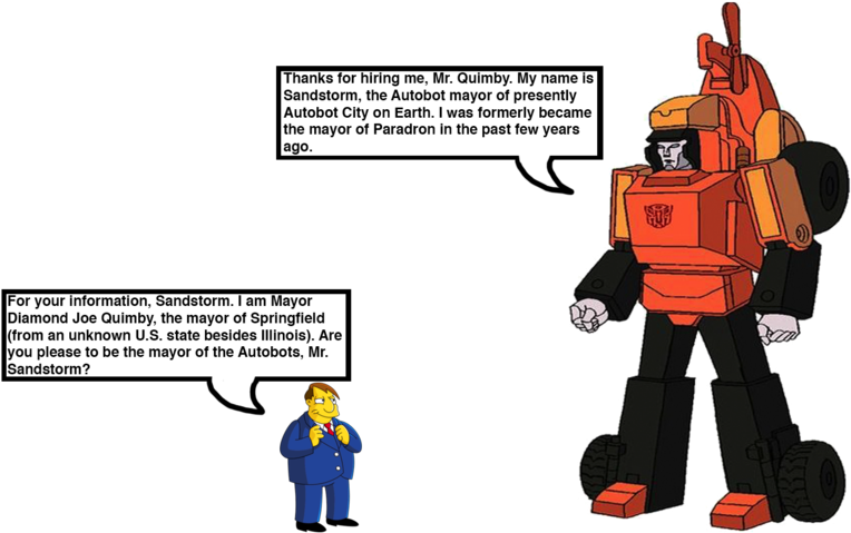 Mayor Quimby Meets Sandstorm By Darthranner83 - Transformers G1 Sandstorm Cartoon (1024x528)