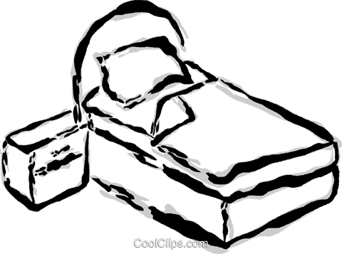Cama Mesa E Noite Livre De Direitos Vetores Clip Art - Ilustração De Cama Png (480x357)