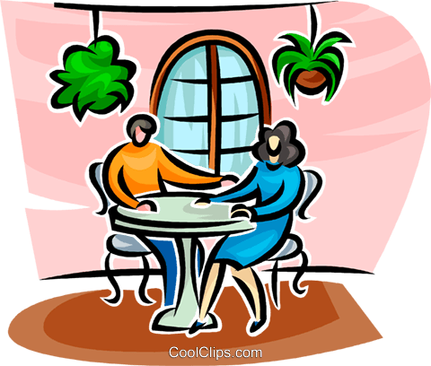 Casal Sentado A Uma Mesa Livre De Direitos Vetores - Casal Sentado A Uma Mesa Livre De Direitos Vetores (480x408)