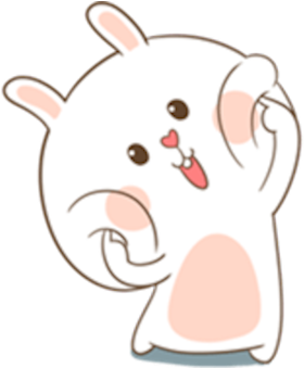 Bear And Rabbit Love Messages Sticker-4 - Puffy Bear And Rabbit Sticker (400x338)