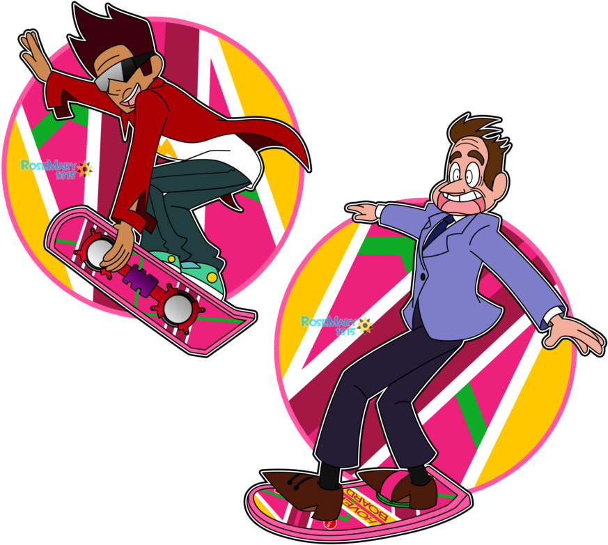 Mayor Dewey N' Buck With Hoverboard By Rosemary1315 - Cartoon (900x833)