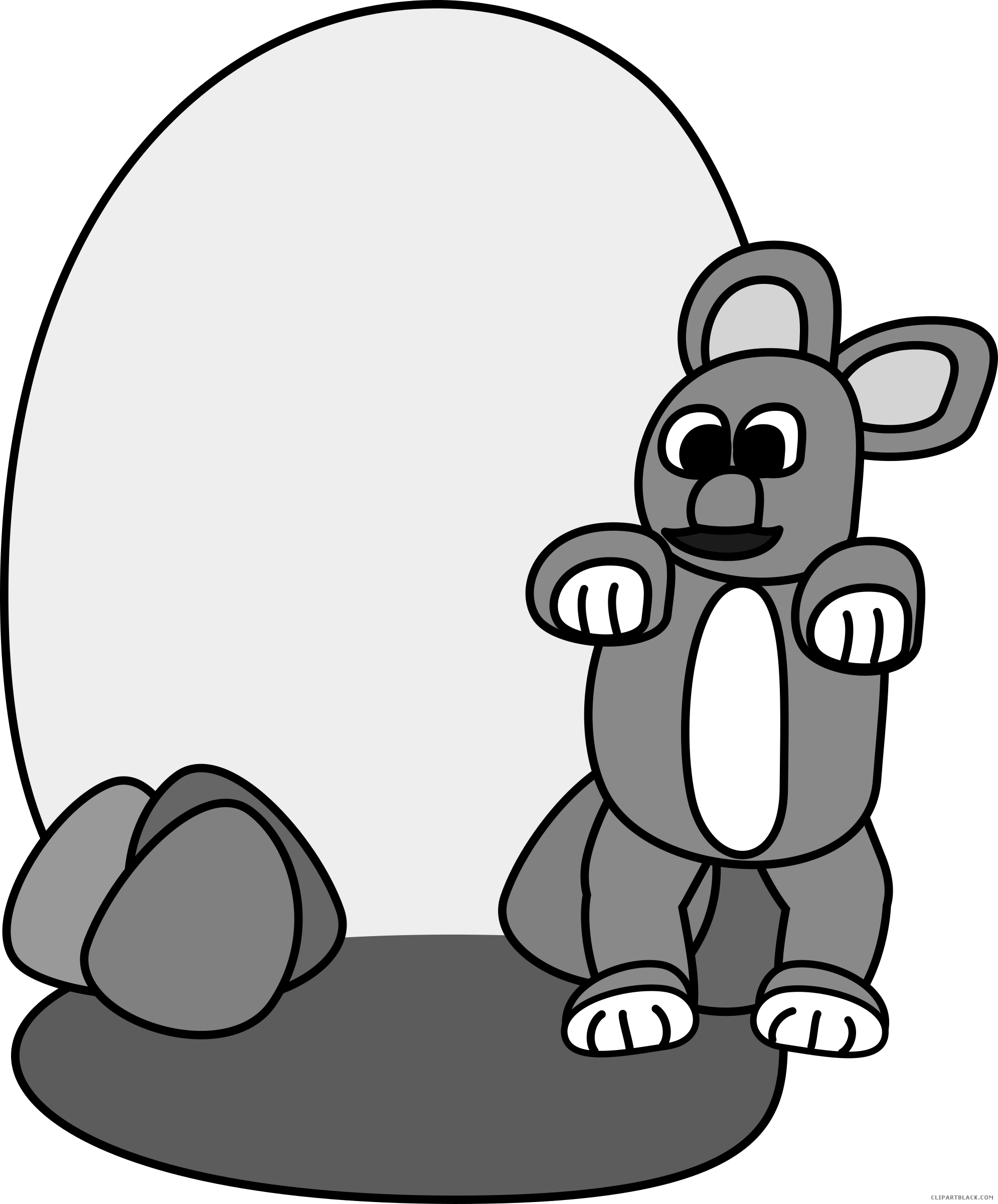 Rabbit High Quality Animal Free Black White Clipart - Clip Art (1990x2400)