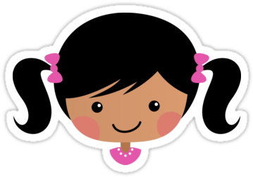 Cute Cartoon Girl With Pigtails, Black Hair And Dark - World's Best Little Sister (375x360)