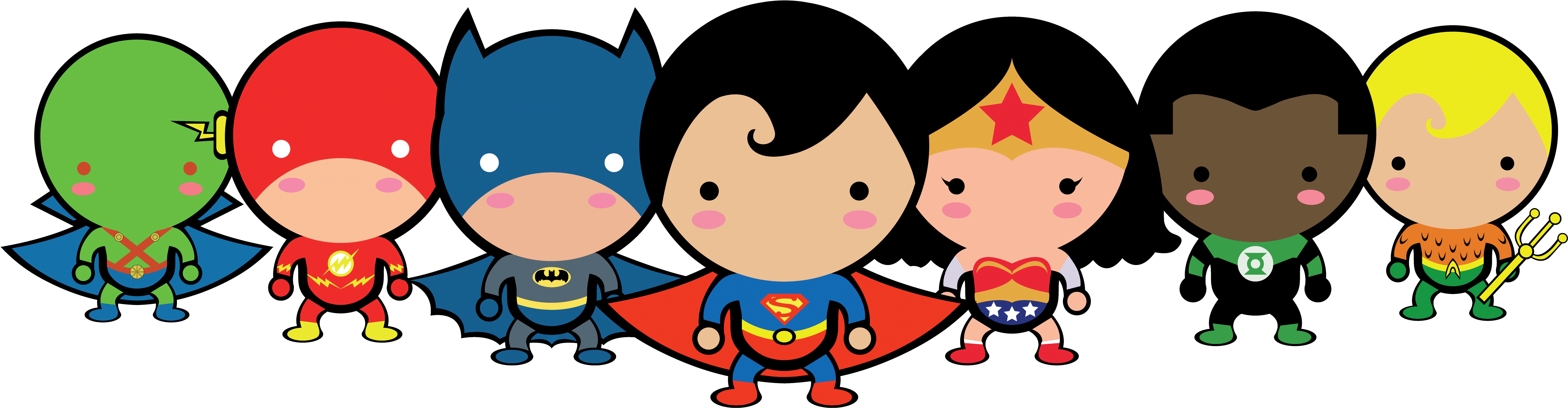Justice League Chibi Download - Justice League Cute Cartoon (7200x2381)