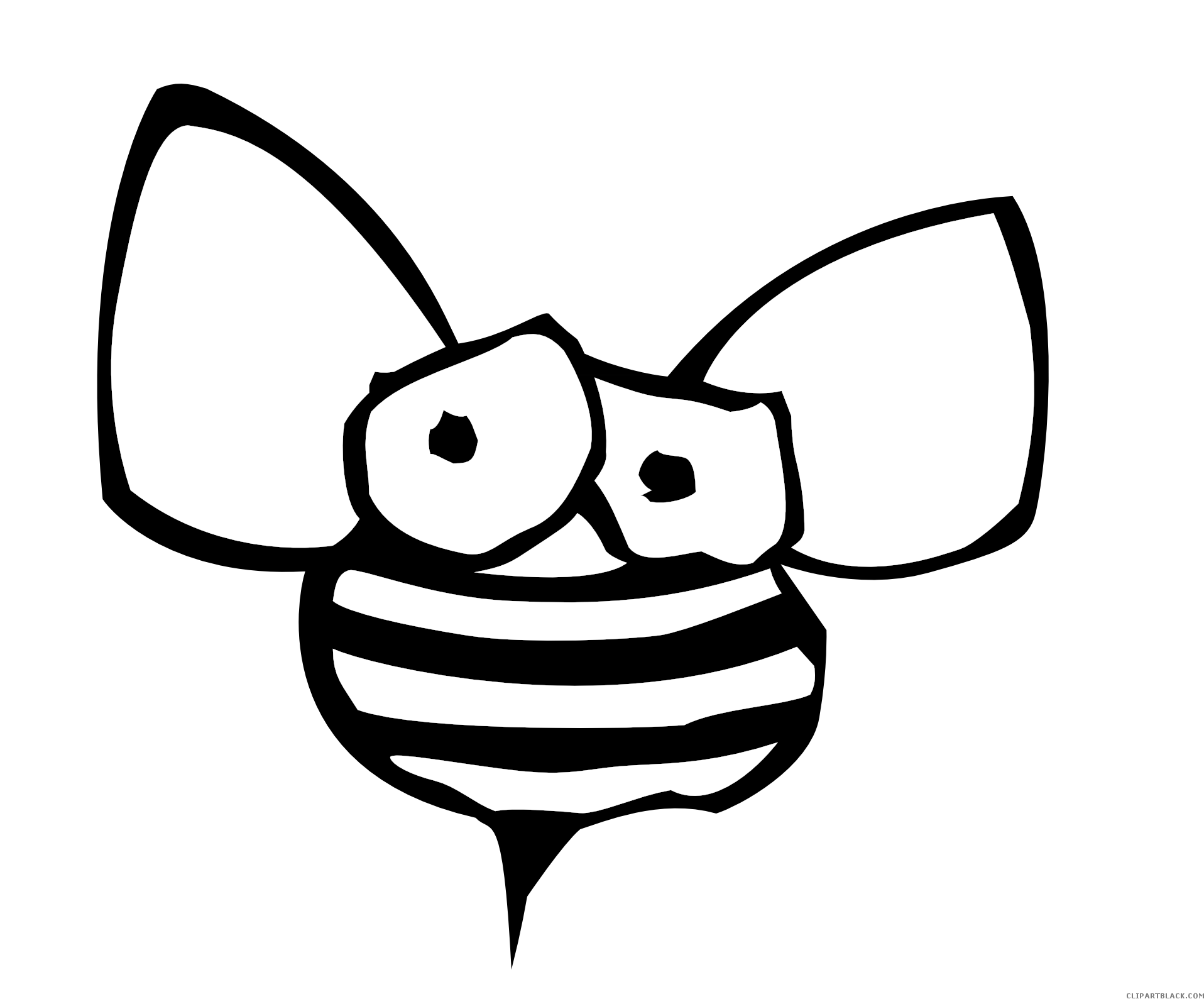 Black And White Bee Animal Free Black White Clipart - Black & White Bee (1969x1627)
