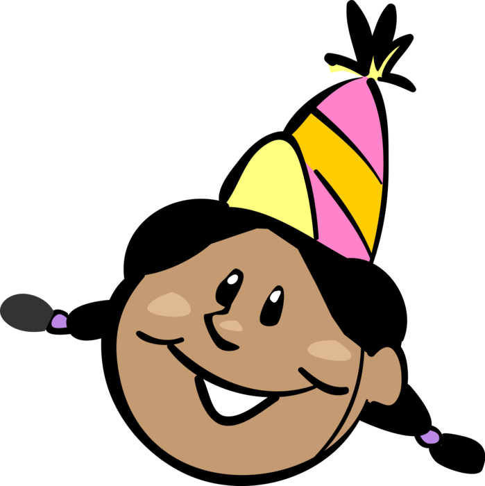 Vector Illustration Of Party Celebrant With Hat Worn - Vector Illustration Of Party Celebrant With Hat Worn (699x700)
