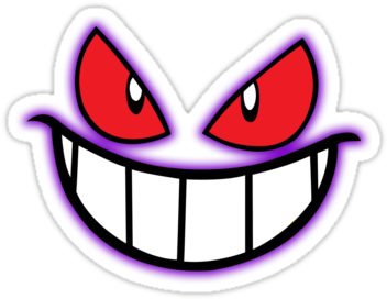 Gengar Monster Purple Pokeball Stickers - Humour (375x360)