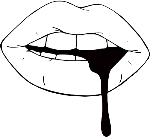 Tumblr Transparent Posts - Transparents Black And White Lips (500x492)