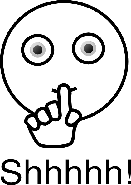 Quiet Clipart Black And White Letters Quiet Mouth Clip - Quiet Clip Art Black And White (420x592)