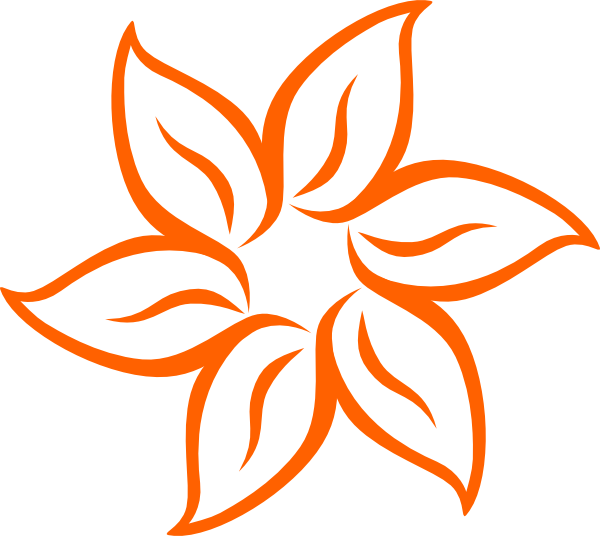Orange Flower Clipart Bunga - Flower Clipart Black And White (600x536)