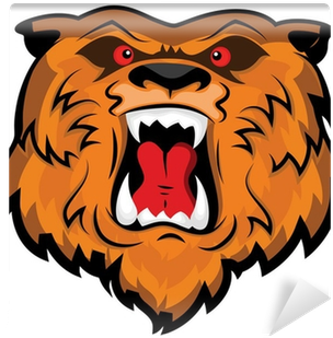 Aggressive And Angry Bear Head Mascot Wall Mural • - Cartoon Angry Bear Face (400x400)