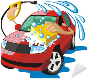 Car Washing Sign With Sponge And Hose Sticker • Pixers® - Car Wash Invitation (400x400)