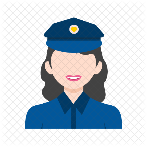 Army, Captain, Guard, Officer, Official, Police Icon - Police Woman Png Cartoon (512x512)