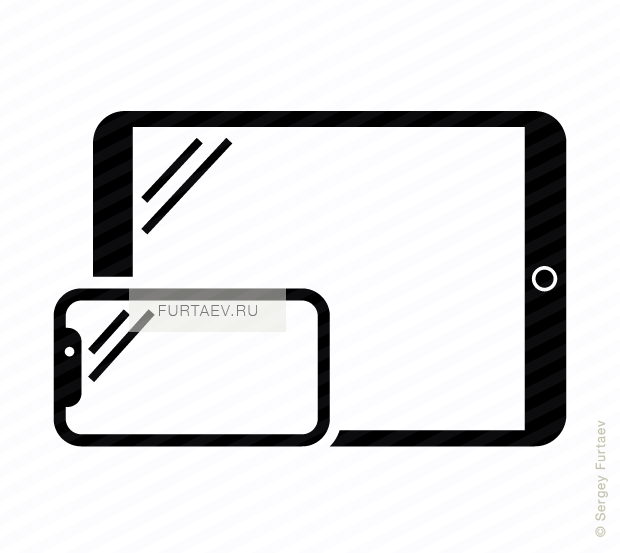 Vector Icon Of Horizontal Smartphone And Tablet Computer - Iphone And Ipad Icon (620x553)