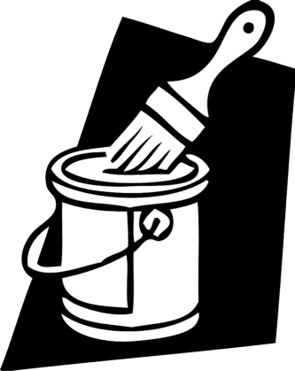 White Paint Brush Clipart - Paint Bucket Clip Art (344x433)