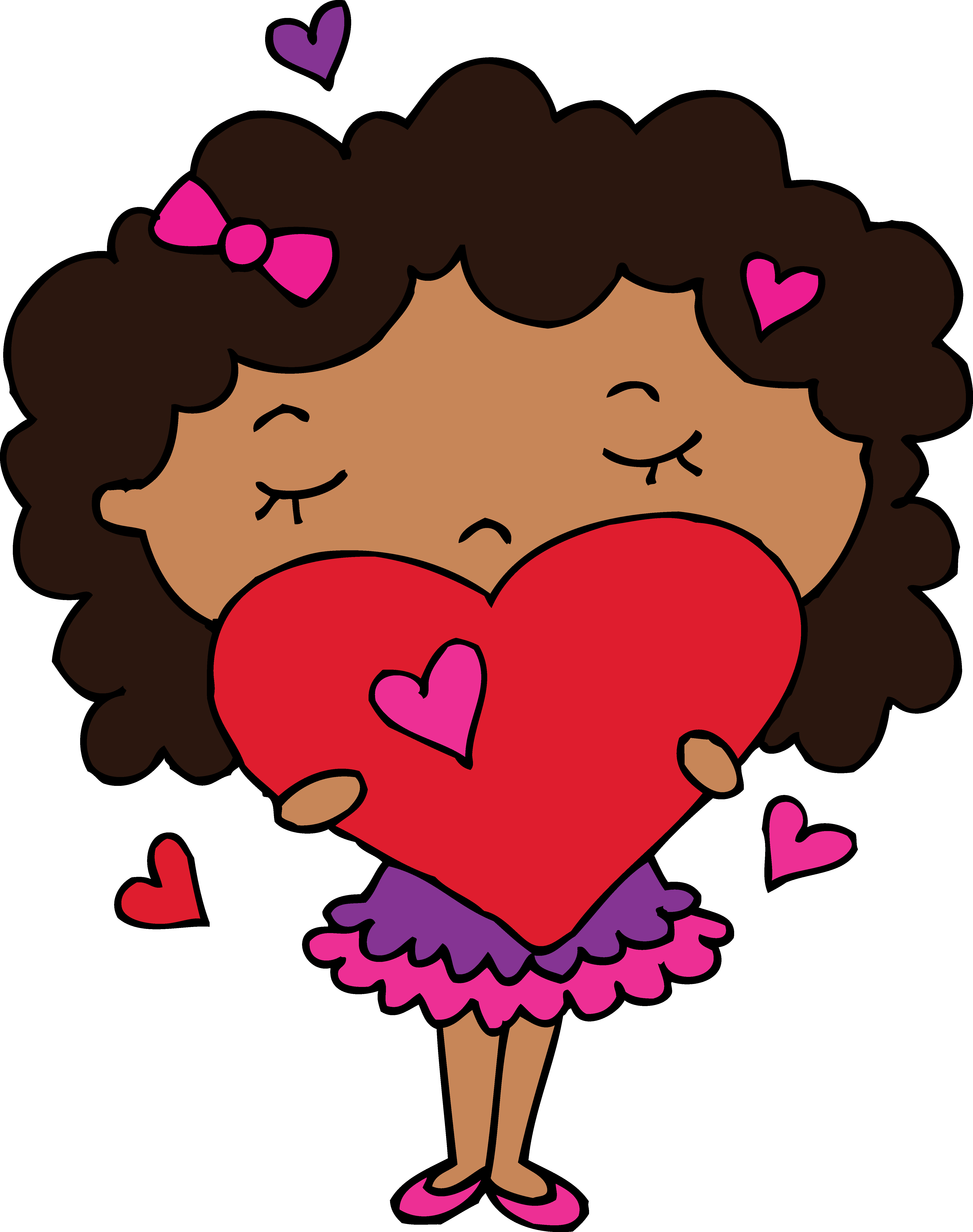Cute Heart Clip Art - Curly Girl Clip Art (4929x6244)