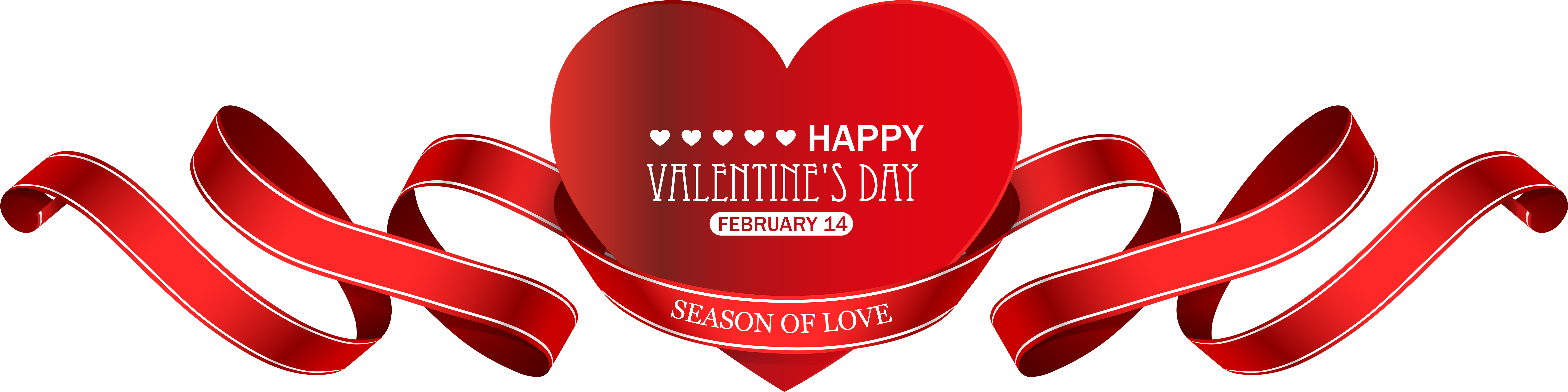 Valentine's Day Red Heart Decor Transparent Png Clip - Valentine's Day (8000x2123)