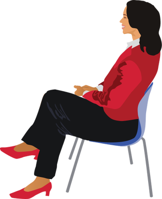 Woman Sitting On Chair Vector (327x400)