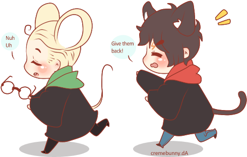 Cat And Mouse By Cremebunny - Cartoon (540x369)