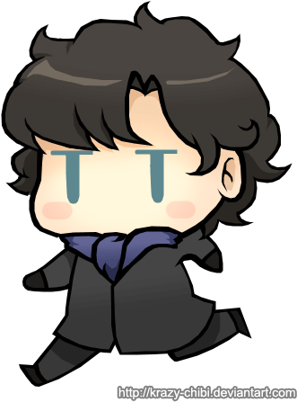 Here Comes Sherlock By Krazy-chibi - Chibi Sherlock And John (344x466)