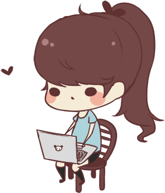 Chibi Png Transparent Images - Chibi Girl On Computer (416x417)
